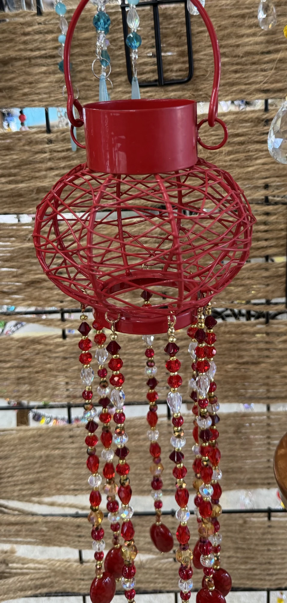 item Upcycled lantern with red glass beads IMG_4356.webp