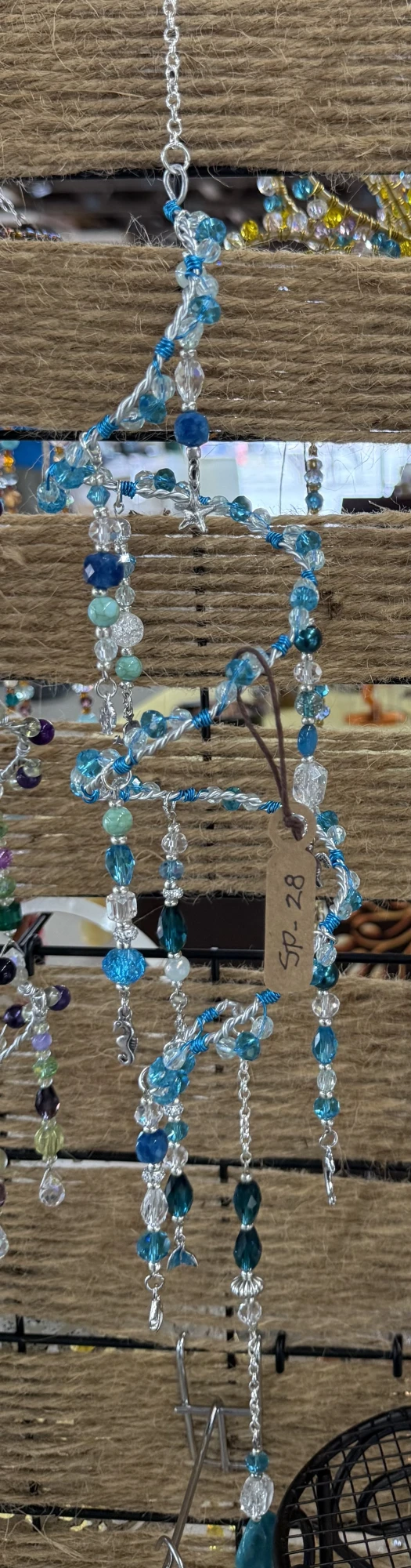 products Spiral Suncatchers, handcrafted, aqua glass beads