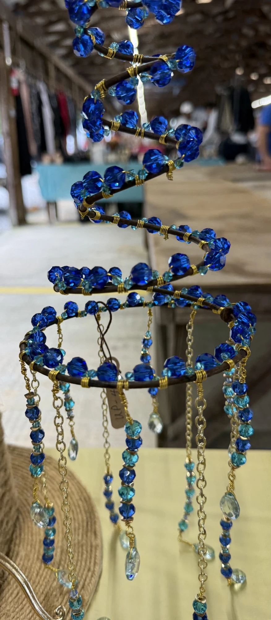 item Upcycled bed spring blue glass beads IMG_4306.webp