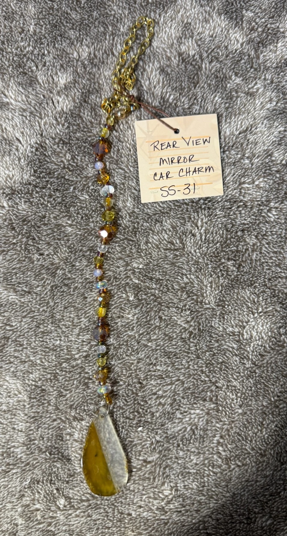 item CAR CHARM: gold agate, amber beads ss-31.webp